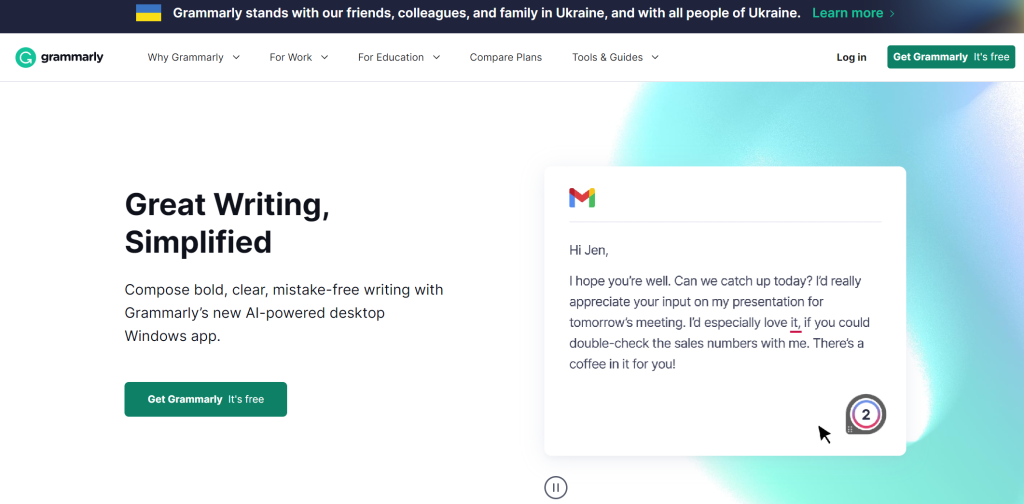 Tools copywriting: Grammarly Premium  