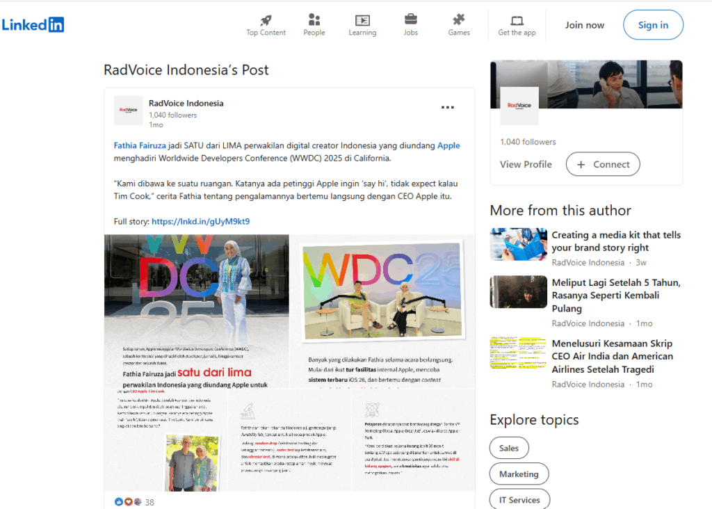 ide konten LinkedIn