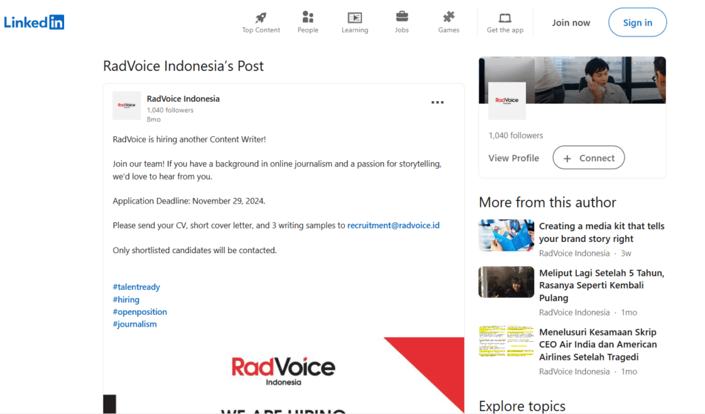 ide konten LinkedIn